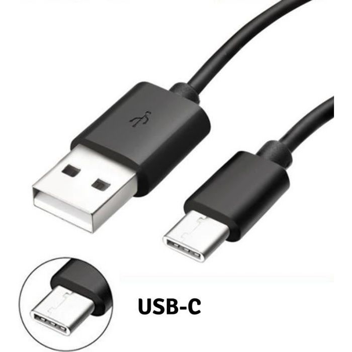Black USB-C Charger Cable [Compatible with Samsung Galaxy S10 S10+ S10E] Micro USB Port 1 Meter [Phonillico®]
