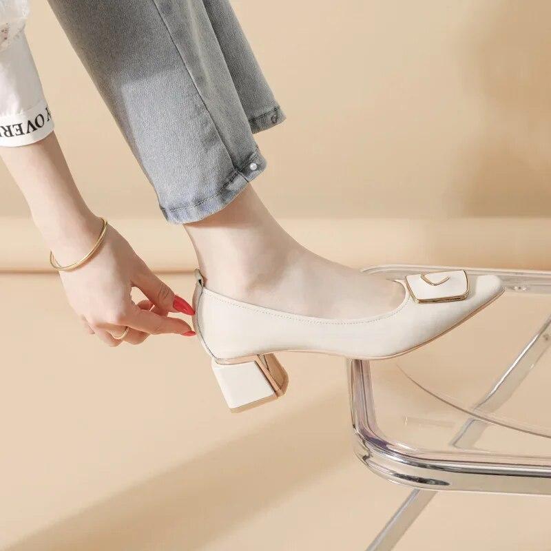 Новые элитные женские модные туфли-лодочки из натуральной кожи, повседневная обувь на высоком каблуке, красивые модельные туфли Eladies