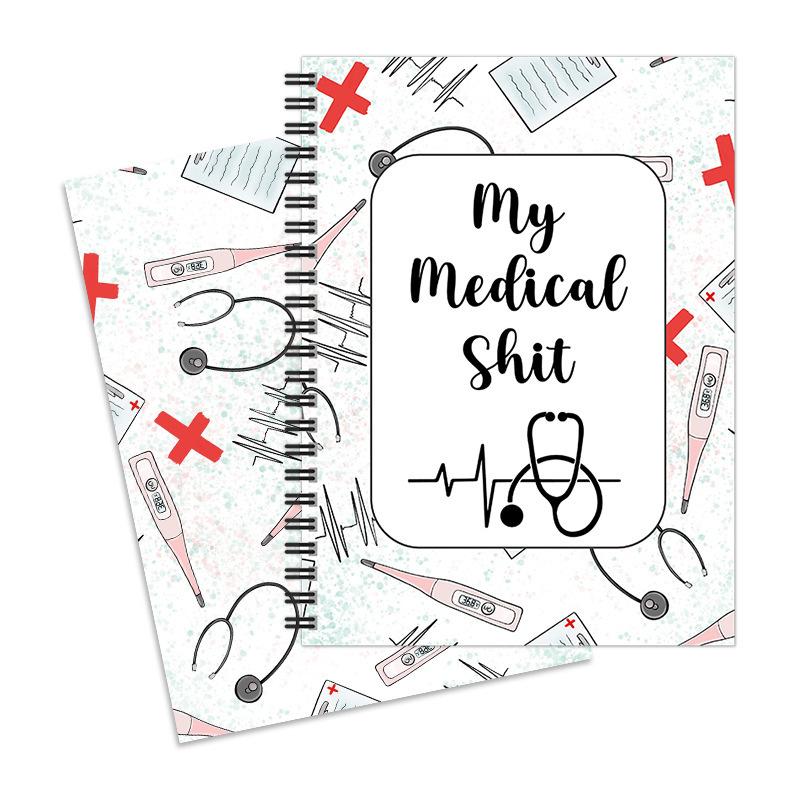 Забавный медицинский планер Мой медицинский Ш*Т Спиральный блокнот с иллюстрациями стетоскопа и линии ЭКГ Идеально подходит для здоровья семьи