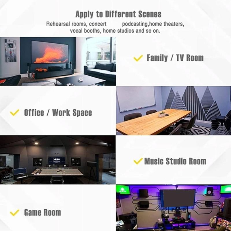 12Pcs Decorative Acoustic Panels Angled Square Peels and Stick Sound Absorbing Panel For Wall Ceiling Enduring