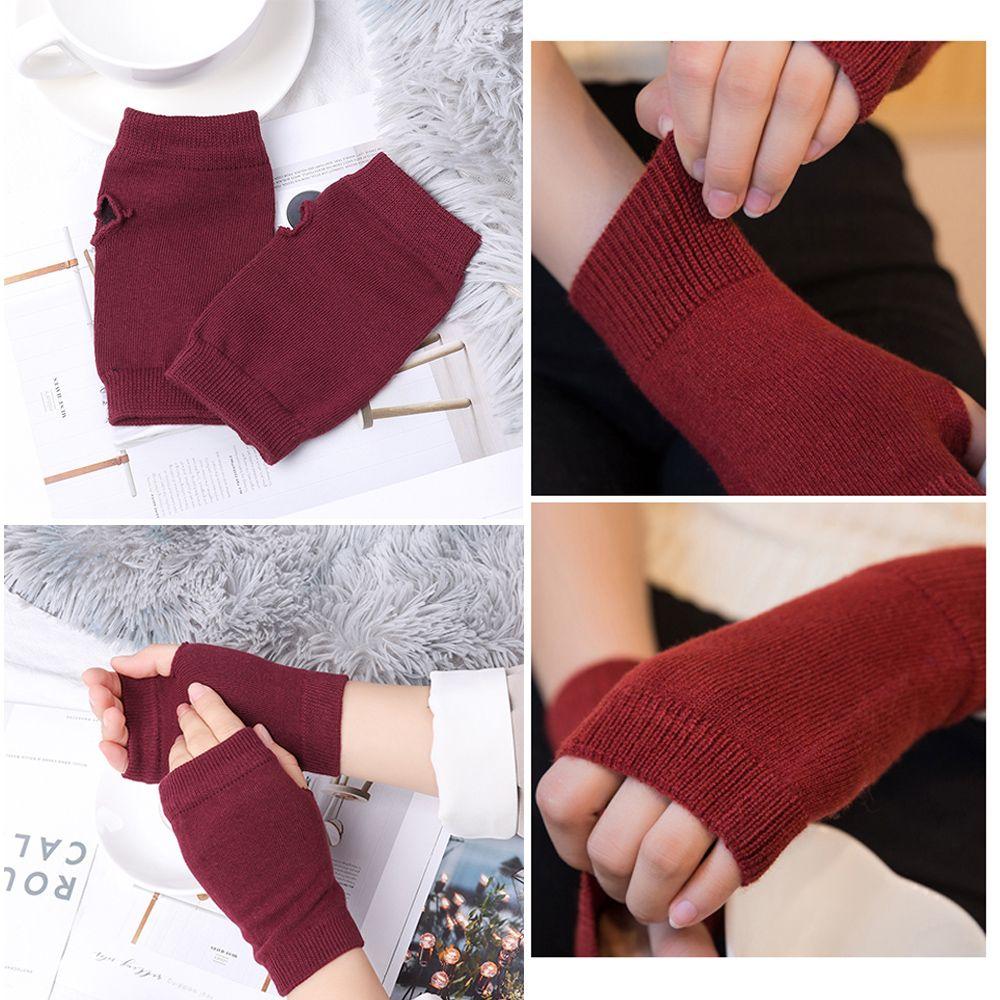 Protable Winter Autumn Warm Wool Exposed Finger Half Mitten Wrist Gloves Knitted Wool Glove
