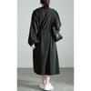 [Золото Япония] большой размер женский цельный длинный рукав со сборкой на пуговицах эластичный осенний комплект осень весна зима nw-24039 4L-5L черный