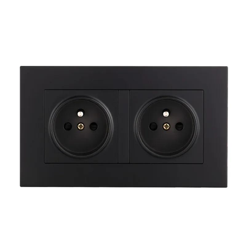 EU Standard USB Socket TypeC Charging Port Outlet,France with Socket with Switch, 16A Double Frame Wall USB Power AC 110-250V