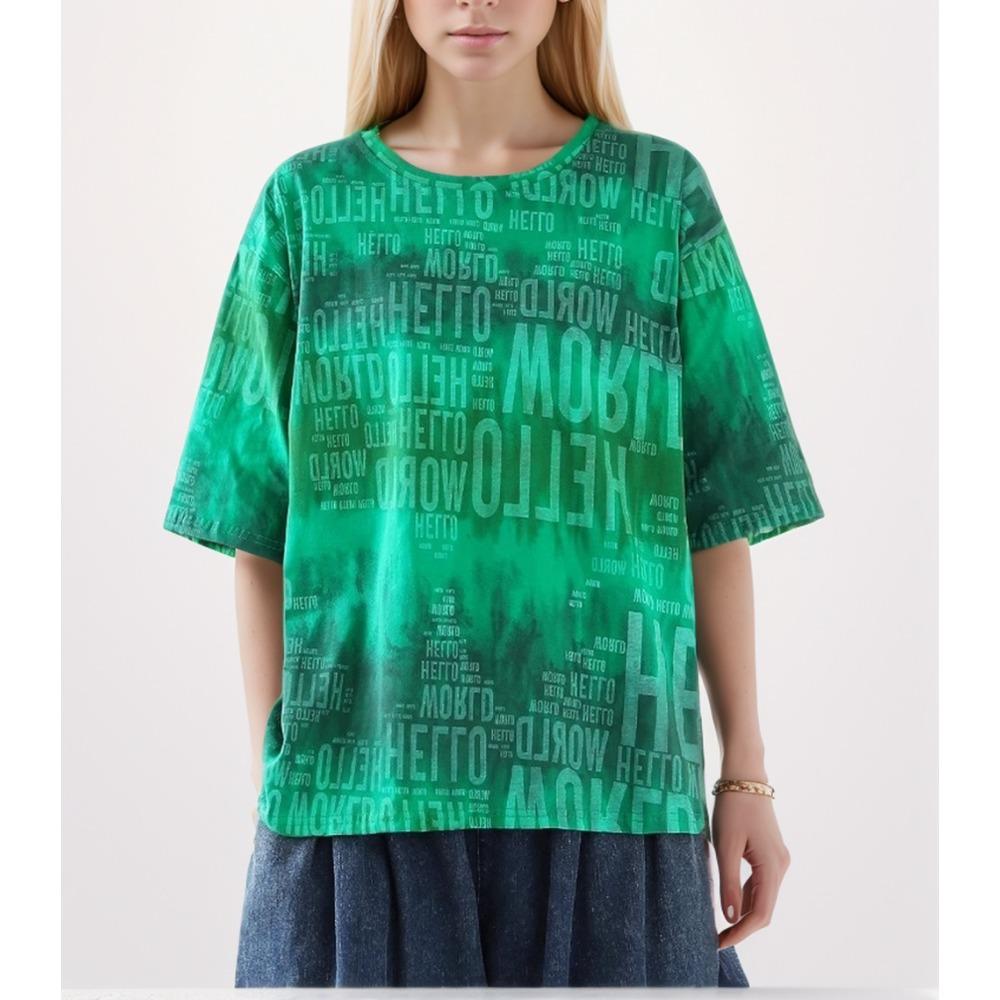 Dimanaf 2024 футболка больших размеров женские топы свободные хлопковые летние футболки с короткими рукавами и круглым вырезом 4XL