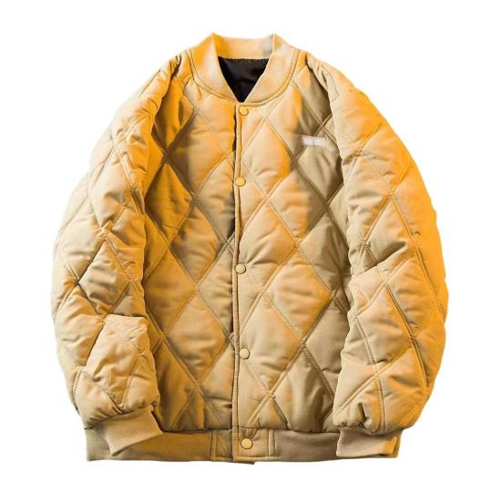 Men's Bomber Jacket Quilted Varsity Baseball Jacket Winter Warm Padded Coat Casual Loose Fit Outwear for Daily Street Work