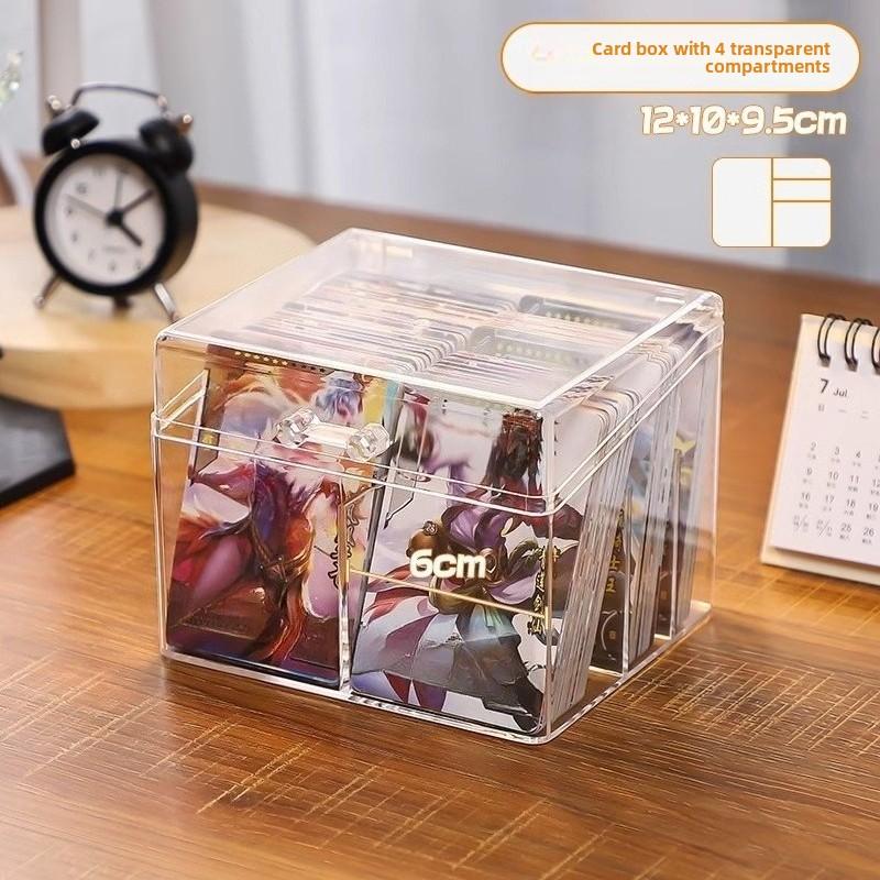 1pc Card Storage Box Acrylic Transparent Case for Blind Box Cards Compartment Flip Cover Organizer for Business Cards