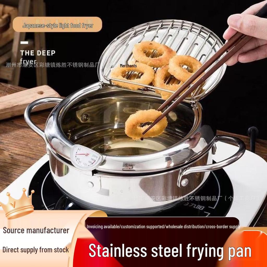 Фритюрница для темпуры из нержавеющей стали 304/201# с дисплеем температуры масла и крышкой-фильтром