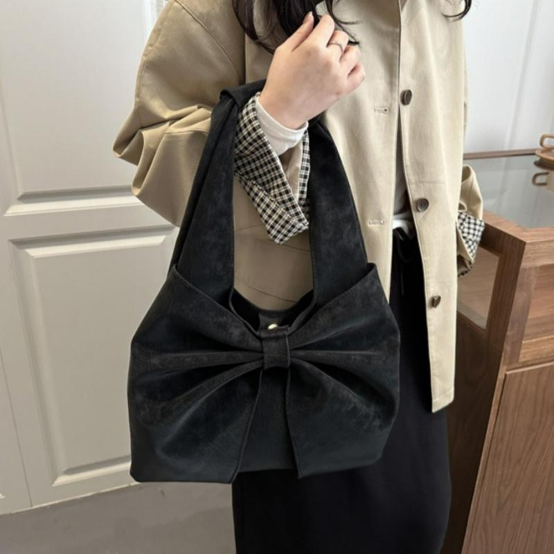 Autumn Winter New Fashi Simple Shoulder Bag Large Capacity Tote Bow Underarm Stylish Handle Bag Texture Simple Commuting Bag