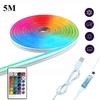 RGB Неоновая светодиодная лента с питанием от USB, водонепроницаемая, с синхронизацией музыки, гибкая ленточная лампа для DIY, домашней вечеринки, рождественского праздничного декора