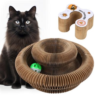 Игрушка-гармошка для кошек, складная когтеточка для кошек с мячиком-колокольчиком, портативная сменная игрушка-когтеточка для домашних кошек, облегчение тревоги, упражнения