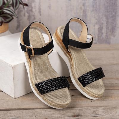 Босоножки больших размеров для женщин из зарубежной торговли летом 2024 года, новые европейские и американские босоножки на толстой подошве с пряжкой и одним словом для женщин