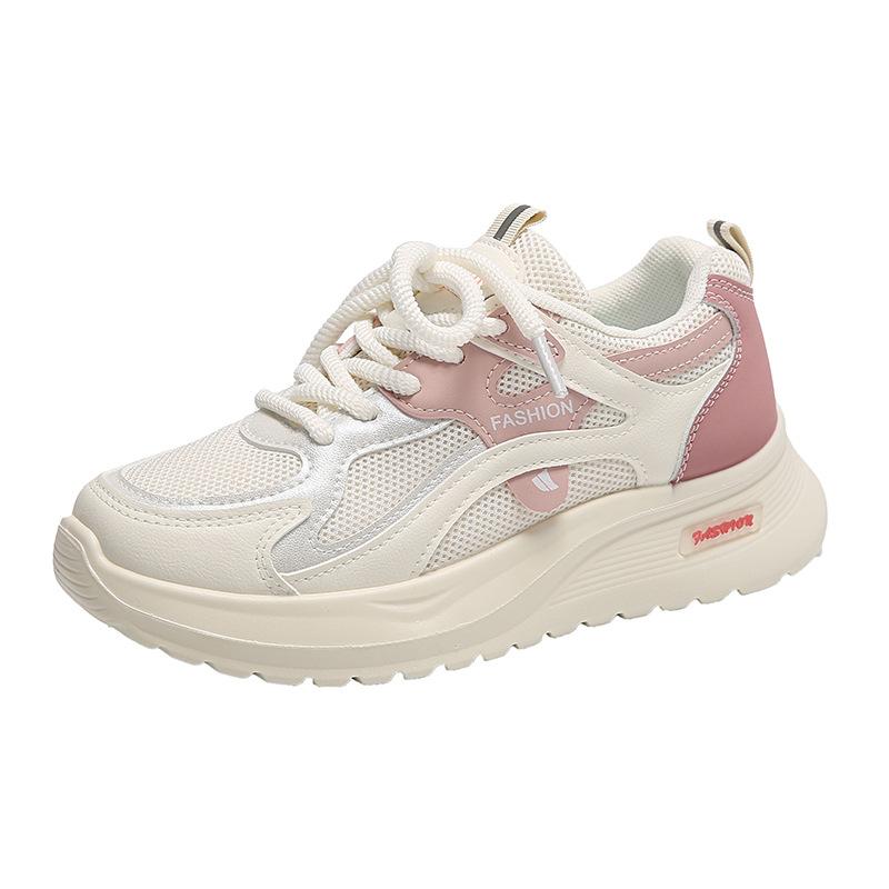 Весенние новые женские повседневные спортивные туфли для студентов, сетчатые, дышащие, с толстой подошвой, увеличивающие рост, туфли для папы, женская обувь Douyin live