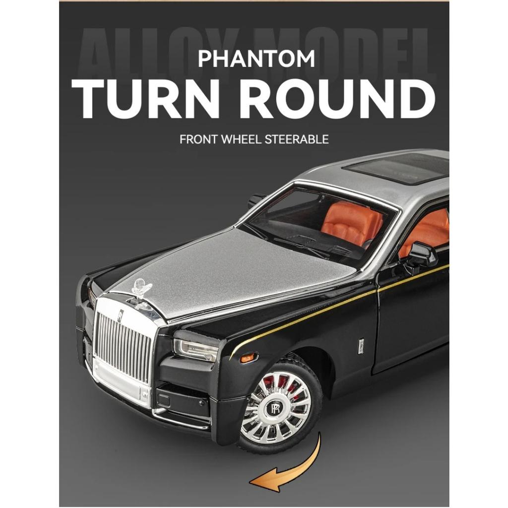 1/18 Rolls-Royce Phantom Model Car, Zinc Alloy Pull Back Toy Diecast Car with Sound and Light, Realistic Modeling Model Toy111