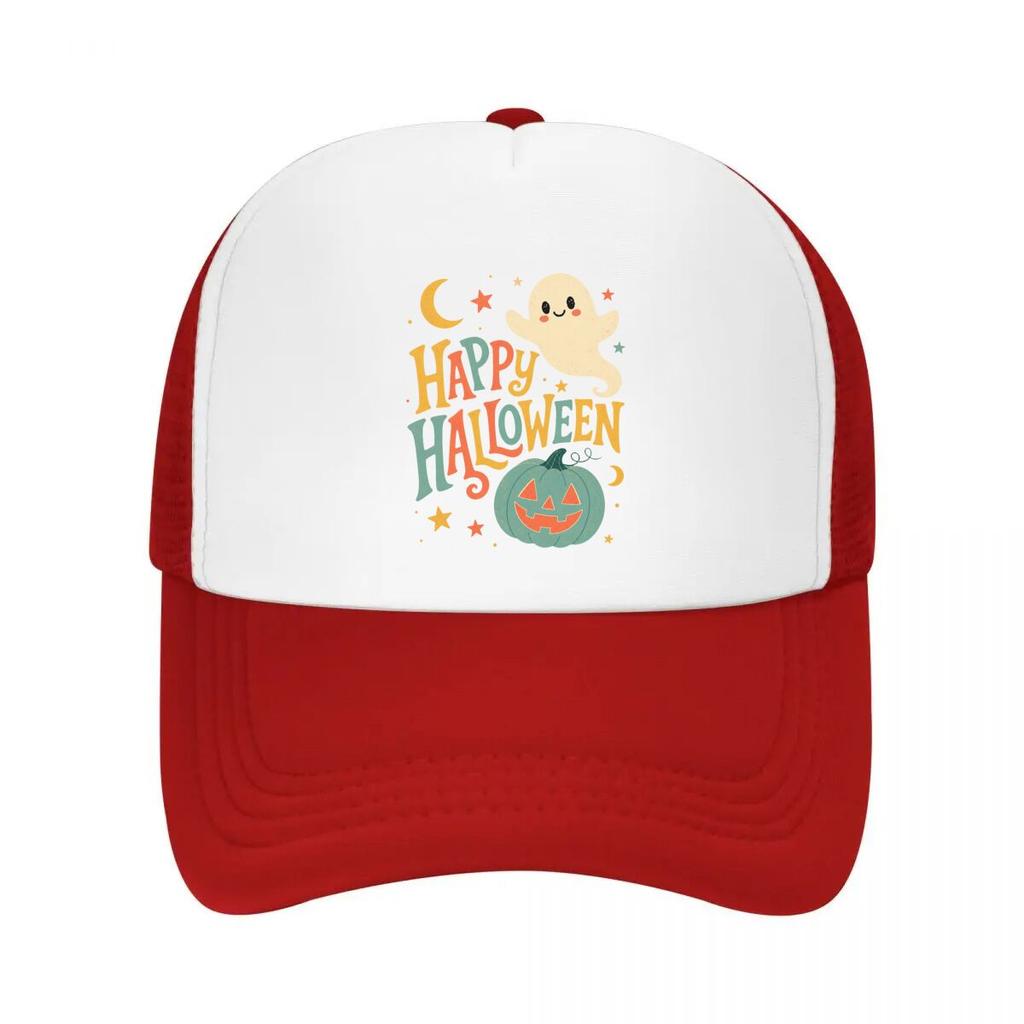 Playful Halloween Ghost Pumpkin Typo Mesh Baseball Cap Casual Hat Outdoor  For Womens Unisex FeUnisex