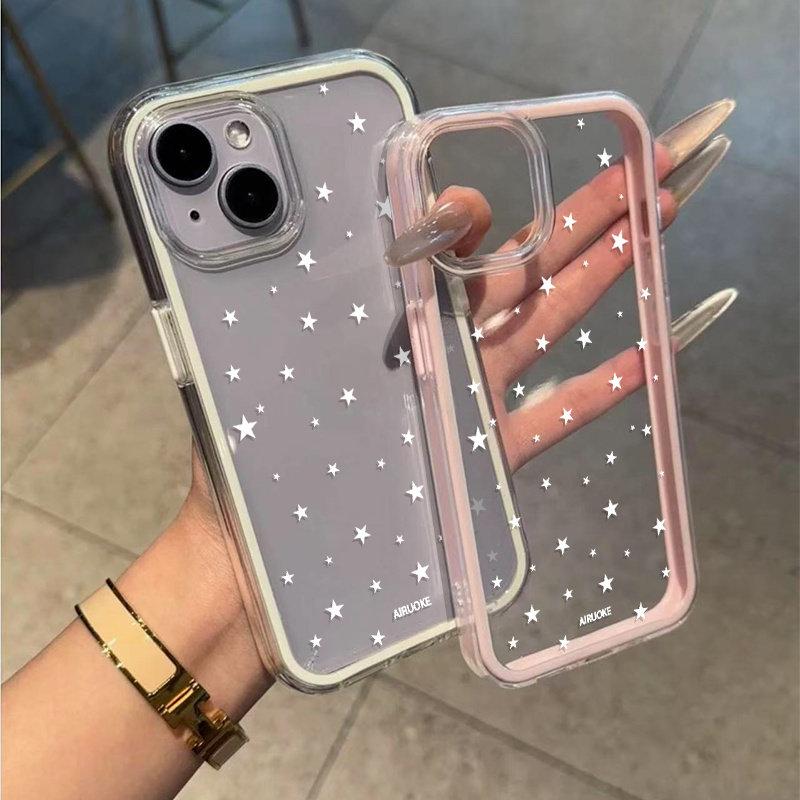 Модный милый белый чехол 2-в-1 со звездами для Samsung Galaxy S26 Ultra S25 S23 FE S24 S22 Plus A57 A37 A55 A54 A36 A35 A15
