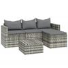 VidaXL Salon de jardin 3 pcs avec coussins Gris Résine tressée 362331