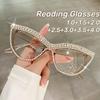 Trendy Diamond Encrusted Reading Glasses Vintage Luxury Cat Eye Reading Glasses Computer Protection Glasses