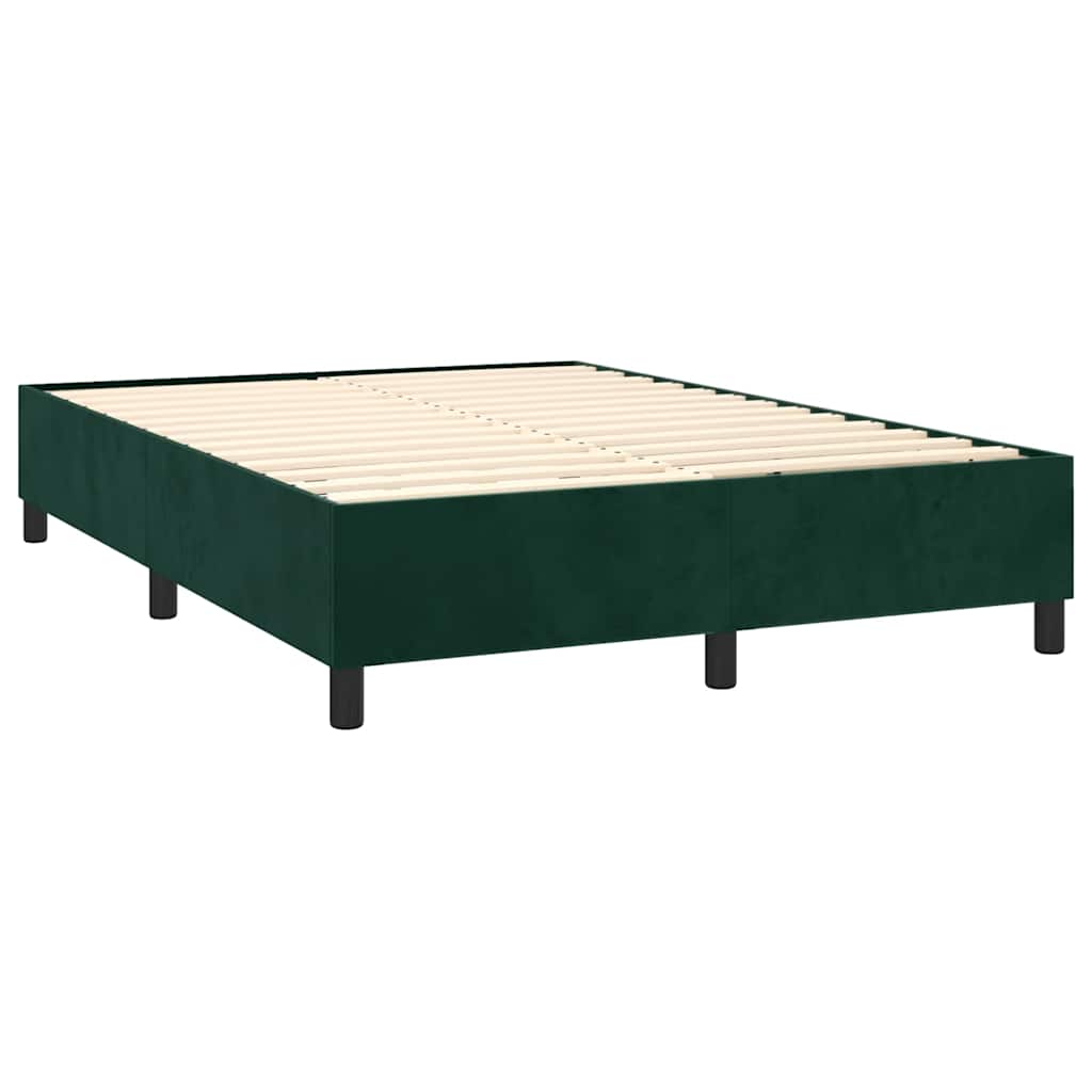 Boxspring Bed with Mattress Dark Green 140x190 cm Velvet