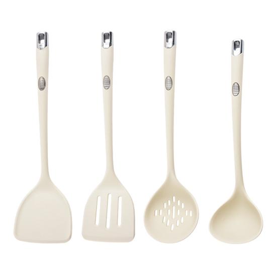 4Pcs Silicone Spatula Set Long Handle Non Stick Spatula Slotted Spoon Turner Ladle High Heat Resistant Kitchen Utensils for Omelettes