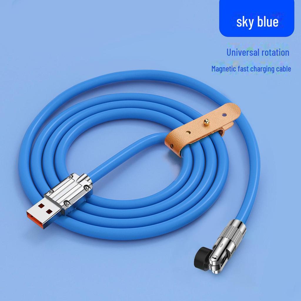 Магнитный кабель для быстрой зарядки Type-C из цинкового сплава с вращением на 540°, 2 м, TPE