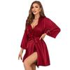 Sexy Bow Neck Nightdress Women's Loungewear Back Hollow Pajamas Robe Large Size 0