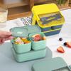 Portable Single/double Layer Compartmented Lunch Box Microwave Bento Boxe with Fork and Spoon Sealed Food Storage Container