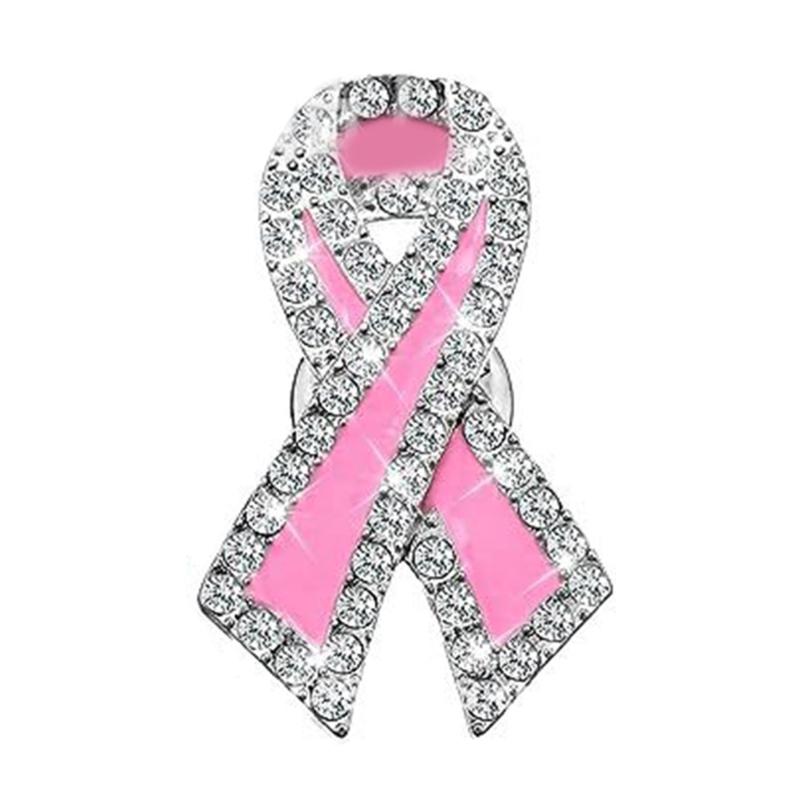 Pink Ribbon Brooch Pins Hope Ribbon Lapel Official Breast Cancers Awareness Lapel Pin for Charity Public Social Event
