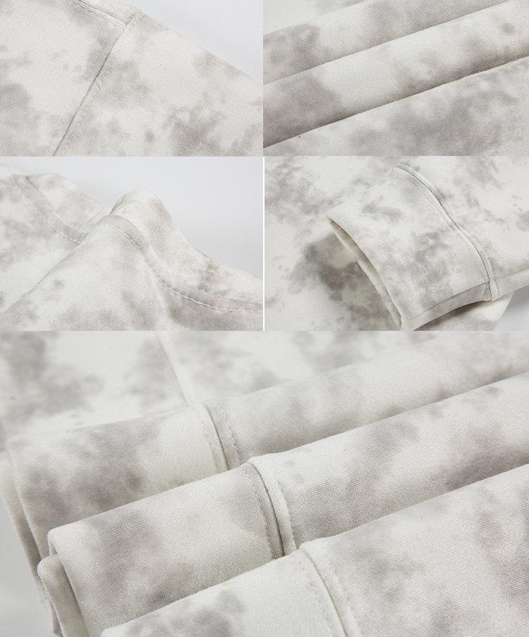 Мужская осенняя повседневная толстовка-куртка с капюшоном, тяжелый вес 360 г, tie-dye, замша, флис, круглый вырез