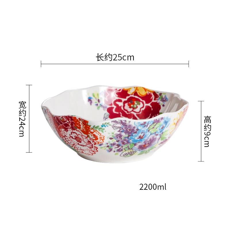 Цветная роспись Цветочные керамические миски Креативные необычные рестораны Фруктовая салатница Изысканная миска Набор тарелок Бытовая посуда