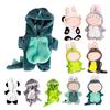 17cm Dolls Clothes Dinosaur Hooded Jumpsuit Multi-Color Plush Home Wear Set Cartoon Doll Outfit for Creative Play And Social Sharing