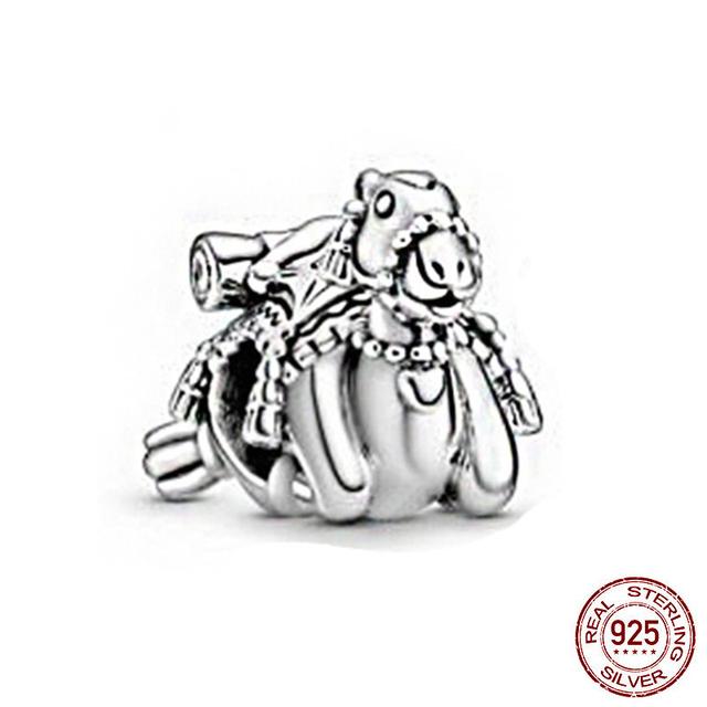 Новый Стерлингового Серебра 925 Единорог Кошка Собака Сова Обезьяна След Милое Животное DIY Тонкие Бусины Подходит Оригинальный Модный Браслет-Подвеска