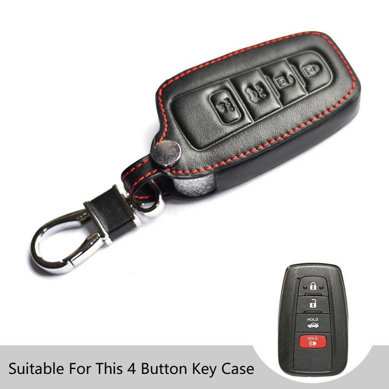 Кожаный брелок для ключей с 3 4 кнопками для Toyota CHR Camry Prius Prado 17 18 19, аксессуары для ключей