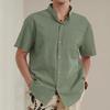2024 Мужская мода льняные рубашки с коротким рукавом повседневные свободные рубашки большого размера