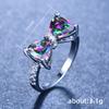 Huitan Personality Multi-colored CZ Bow Rings for Women Fancy Bride Wedding Ceremony Party Finger-ring Nice Gift Fashion Jewelry