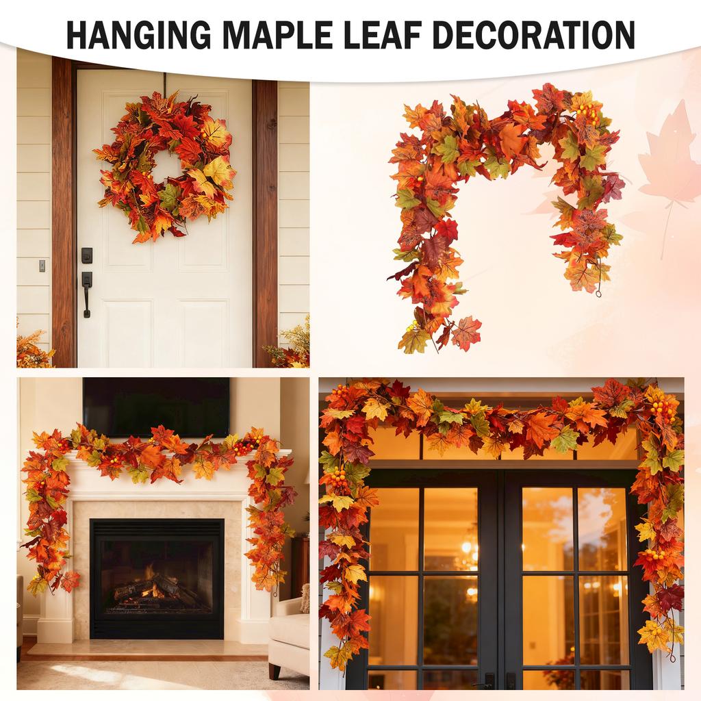 Wreath Maple Leaf Wreath Maple Leaf Wreath Hanging Vine Wreath Artificial Leaf Wreath Thanksgiving Decoration
