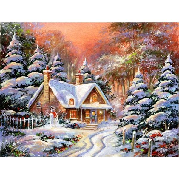Full Drill Diamond Mosaic House 5D Diamond Embroidery Painting Landscape Winter Personalized Gift Christmas Decoration