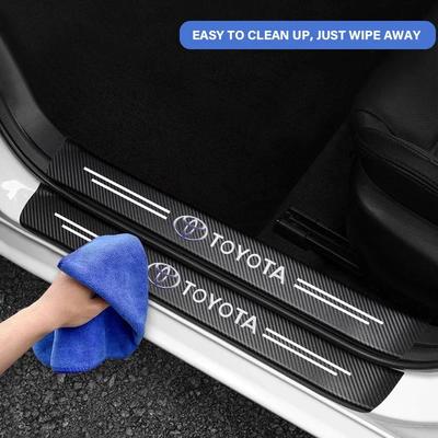Защитные накладки на пороги из углеродного волокна Наклейки на порог Для Corolla Yaris Rav4 Camry Avensis Auris C-hr Prius Vios AYGO
