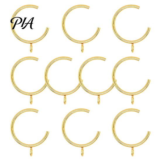 C Shaped Curtain Rings for Center Brackets 10Pcs Rings, Heavy Duty Bypass Metal Smooth Gliding Drapery Passing with Eyelets French Return Rods