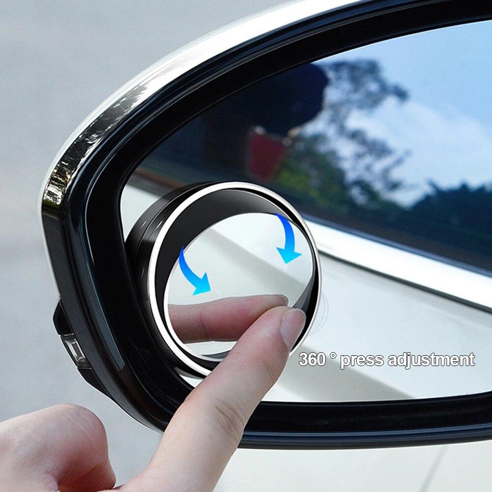 2 Pcs Car Suction Cup Mount Auxiliary Rearview Mirror 360 Degree Rotating Wide-angle Round Frame Blind Spot Mirror Universal
