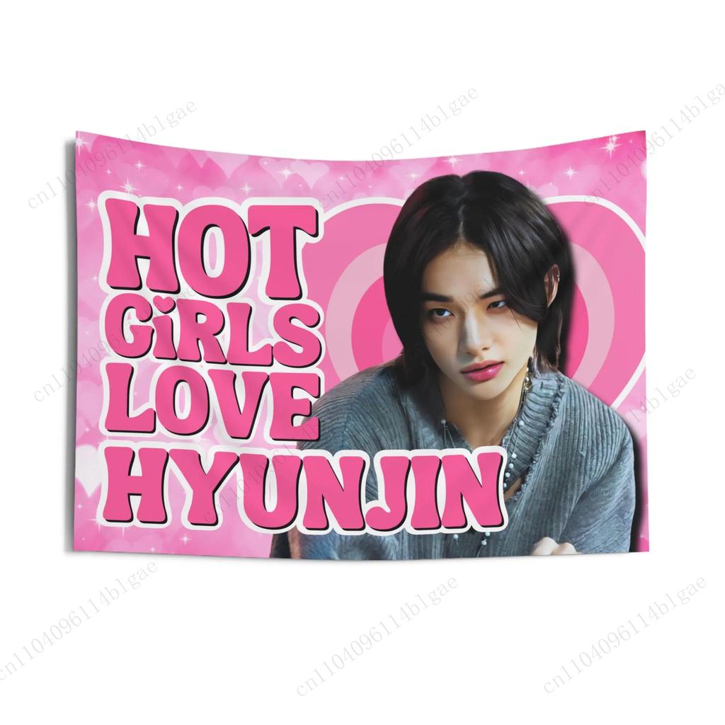 K-Pop Start Tapestry Home Decoration Pink Heart Wall Hanging For Bedroom Living Room Fan Spaces Skz Members Merch Concert Merch