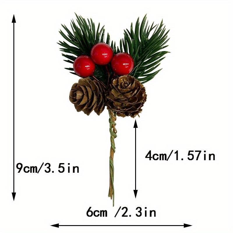 10Pcs Christmas Decoration Artificial Pine Branches Fake Plant Flower Christmas Pine Nuts Cone Decoration