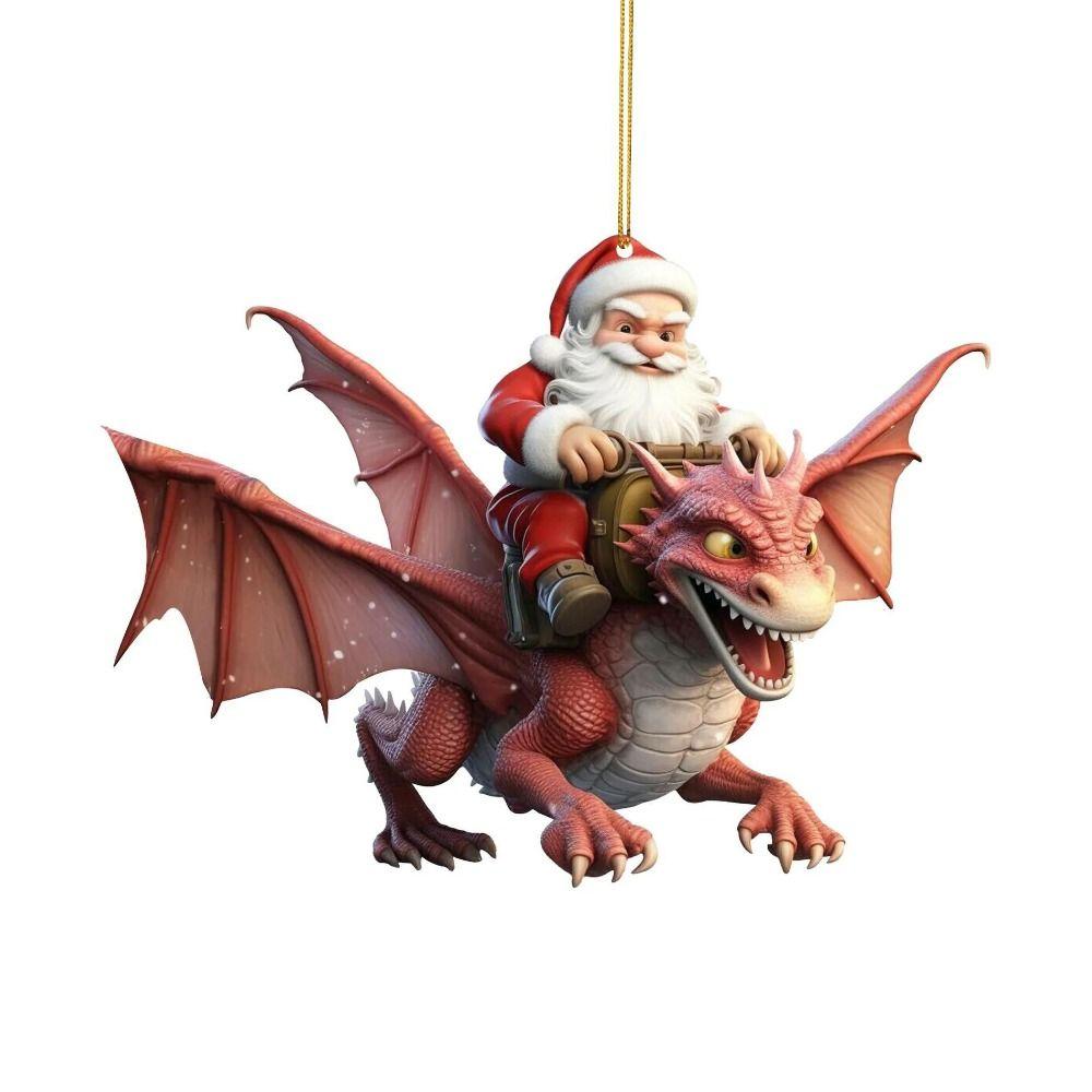 Мультяшное Рождественское украшение Санта Клаус Акриловая подвеска на елку Динозавр Новый год