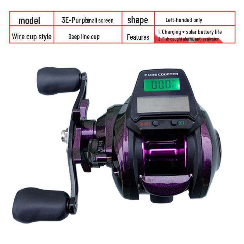 Катушка с каплями воды: Большой цифровой дисплей, водонепроницаемый, сигнализация, правосторонний, глубоководный стакан для ловли с плота.