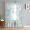 Cute Unicorn With Sweet Candy Sheer Curtains For Bedroom Living Room Tulle Curtains For Kitchen Window Voile Curtains