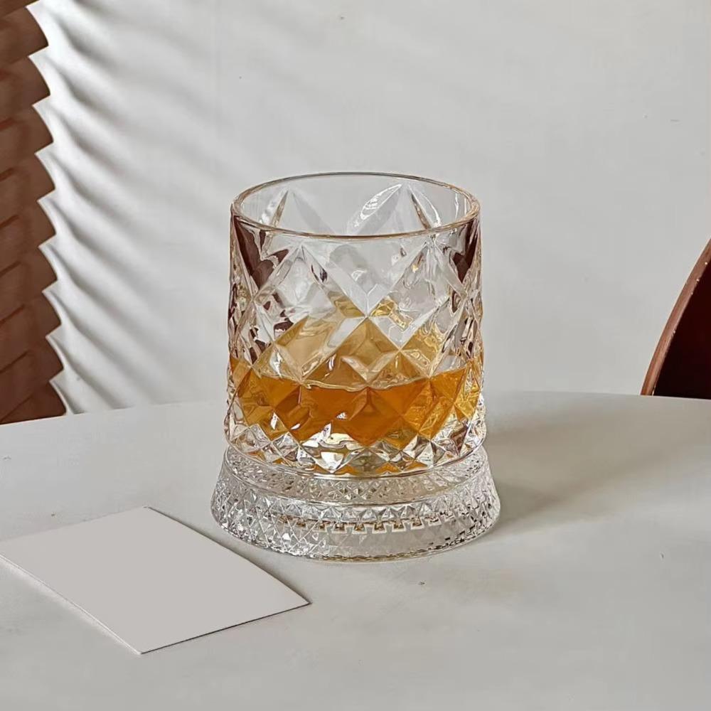 Glowing Base Crystal Relief Liquor Cup Transparent Beer Cup Light Luxury Drinking Glasses Party