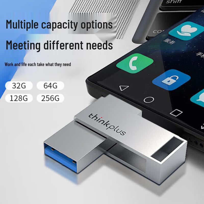 Lenovo USB-накопитель Thinkplus MU90 256 ГБ с двойным интерфейсом