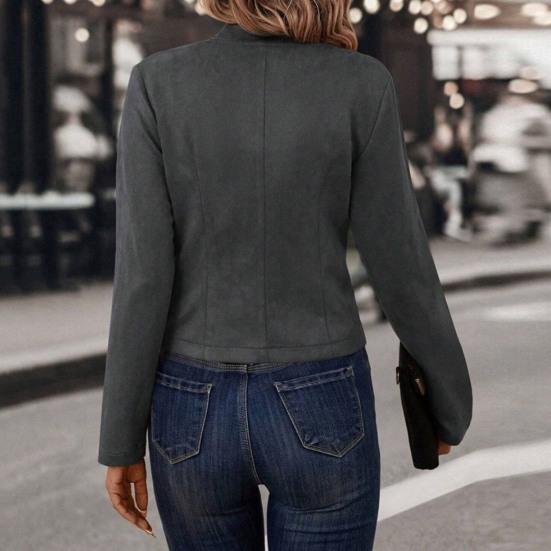 Весна Осень Женское Пальто Двубортный Стоячий Воротник Пуговицы Slim Fit Длинные Рукава Ретро Стиль Кардиган Повседневная Одежда Куртка Для Отдыха На Природе