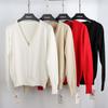 Fashion V-neck Spring Autumn Knitted Cardigan Women's Sweater Solid Color Long Sleeved Outer Thin Short Coats Large Size Casual Women's Clothing