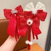 Милая красная лента-бантик для детей, заколка для волос Kawaii, годовая заколка для женщин и девочек, изысканные аксессуары для волос, подарки
