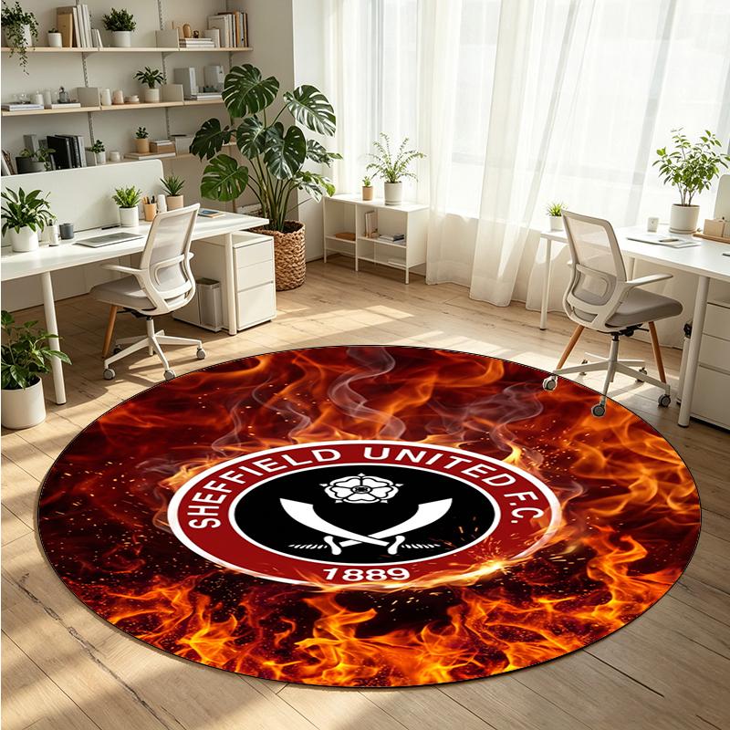 Sheffield United Football Printed Round Crystal Velvet Rug Soft Non Slip Floor Carpet For Bedroom Holiday Gift